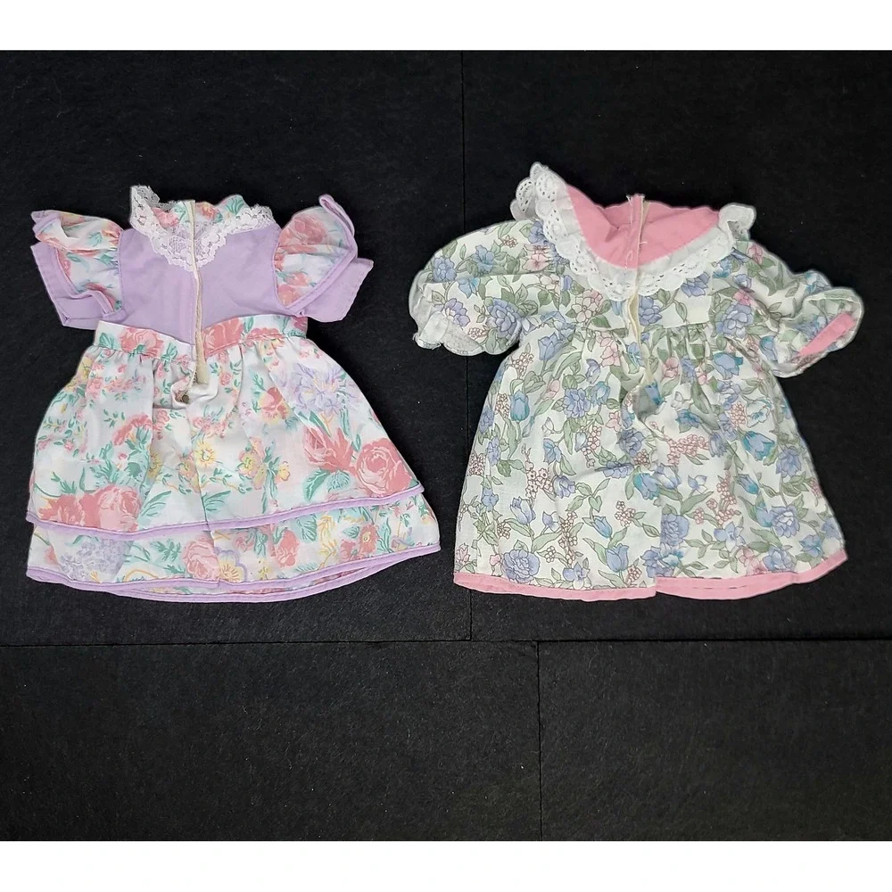 Vintage Cabbage Patch Kids Style Doll Dresses Set 2 Floral Lace Pink Purple Good